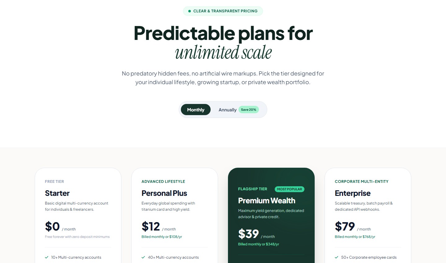 Pricing Toggle Feature